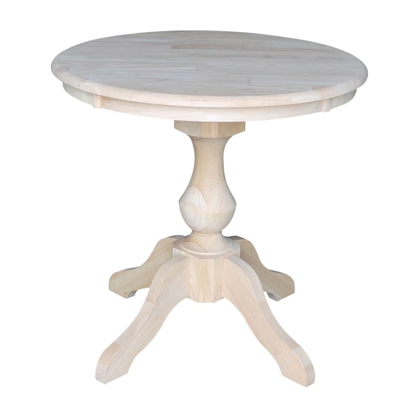 International Concepts Round 30 in Round Top Pedestal Table, 28.9 inH, Unfinished, 30 W, 30 L, 28.9 in H, Wood, Unfinished K-30RT-11B - main